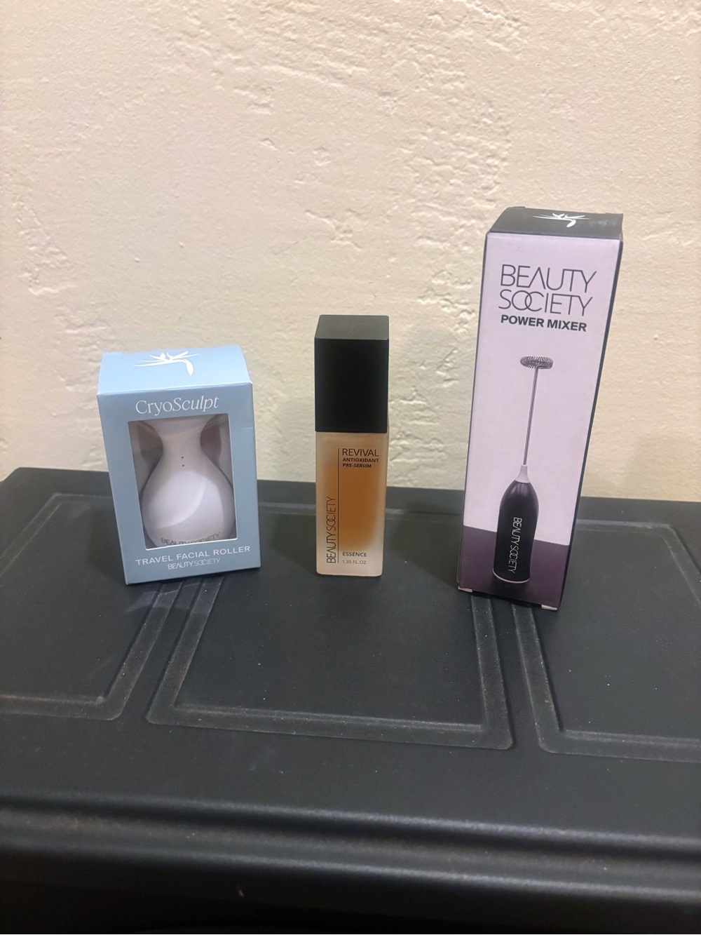 Beauty Society Revival Serum, Mixer & Cryosculpt roller